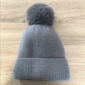 Fleece Lined Winter Pom Beanie Gray
